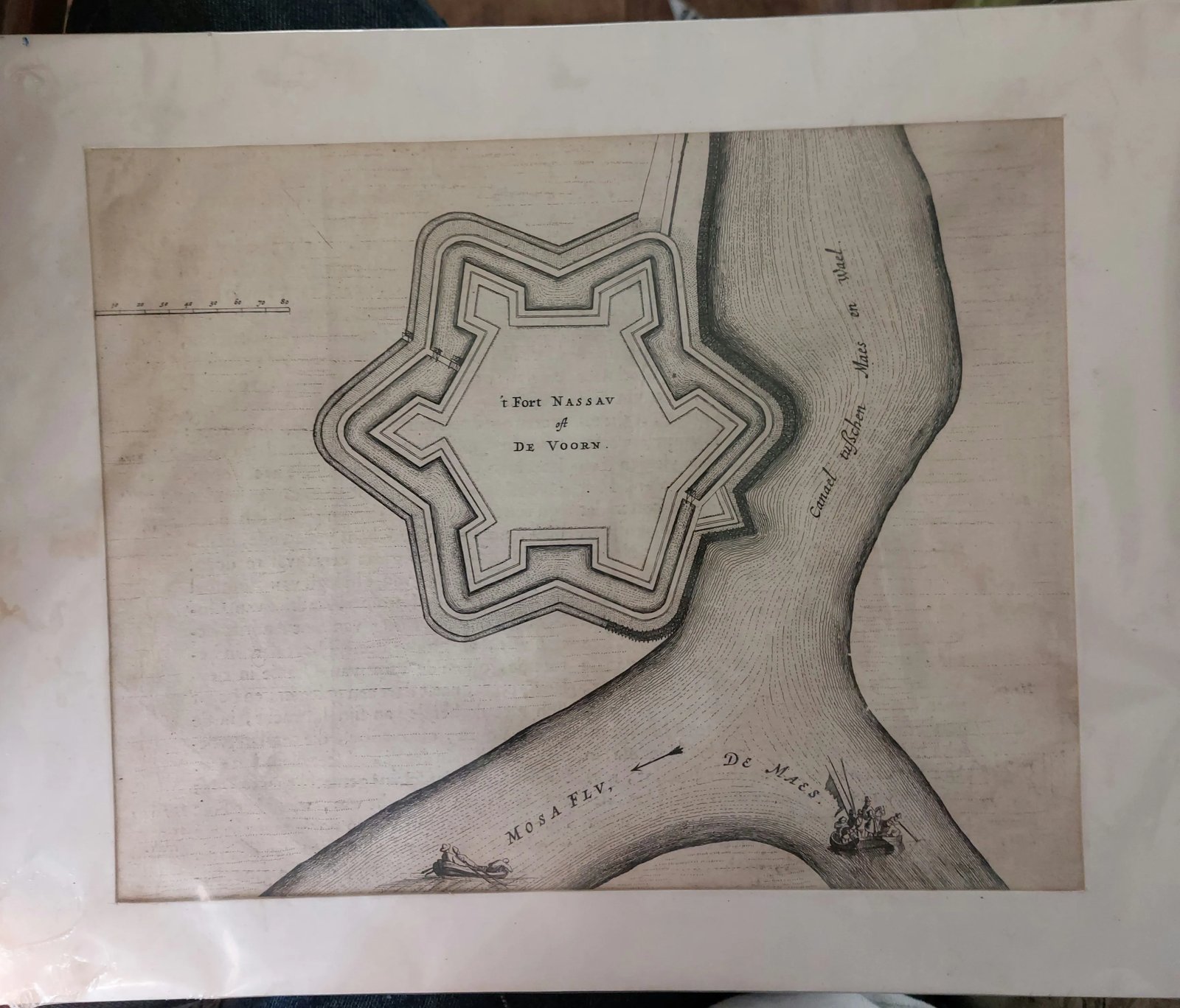 Joan Blaeu — ‘t Fort Nassau oft De Voorn, originele kopergravure, ca. 1649–1652