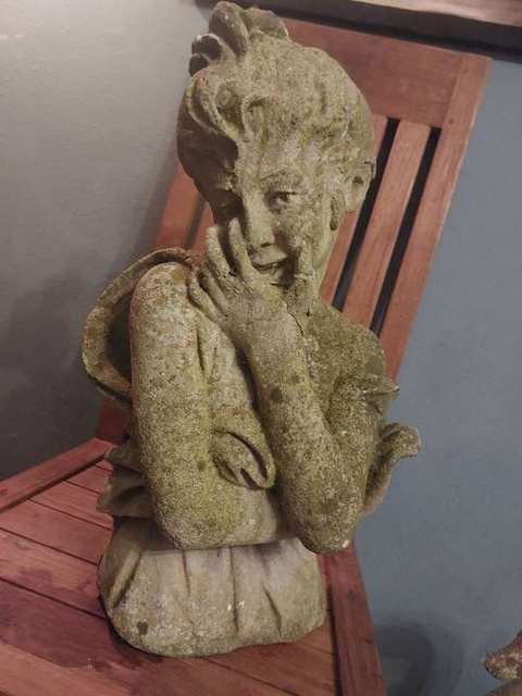 Antieke Franse tuinbuste, jonge vrouw, ca. 1910-1920 — foto 3
