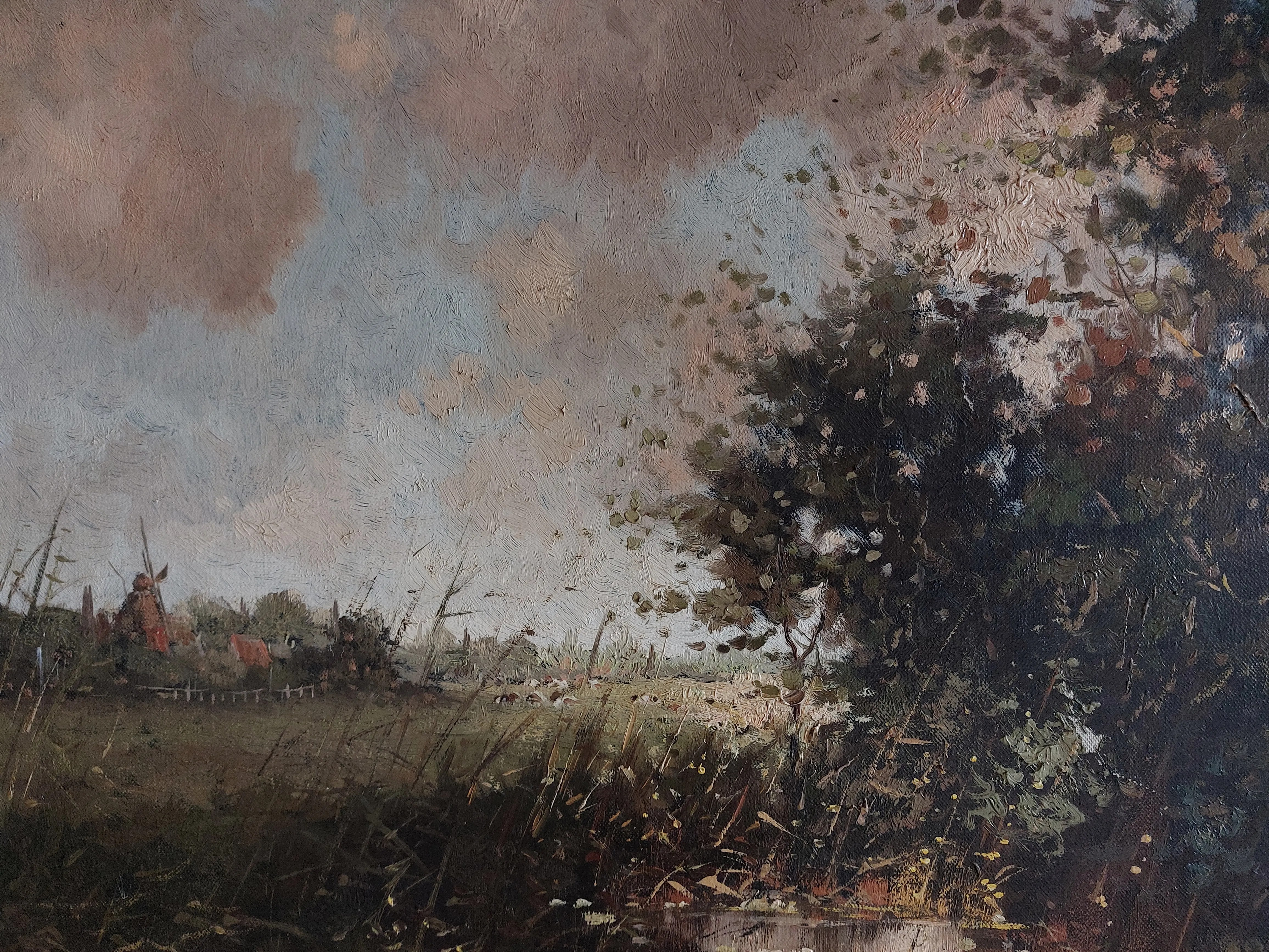 Rob de Haan — polderlandschap met molen, olieverf op doek — foto 2