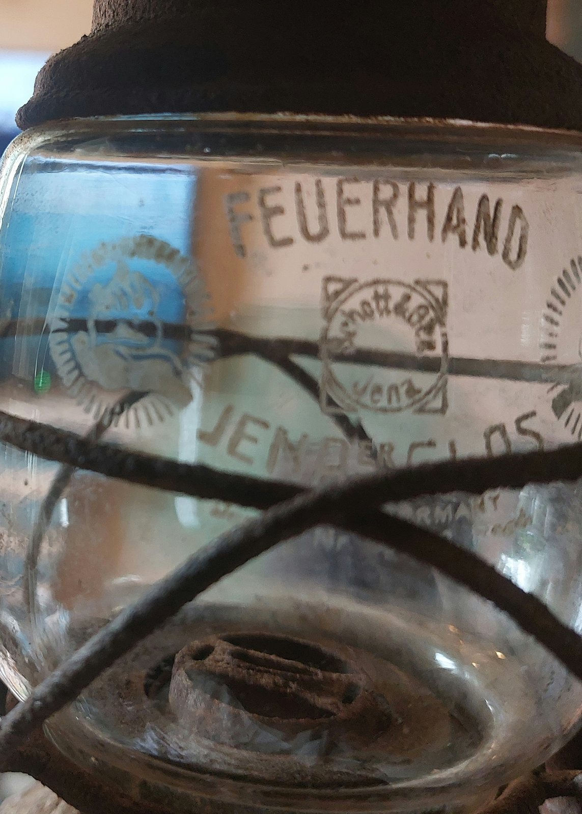 Feuerhand Nr. 275 stormlantaarn, vooroorlogs, met origineel Jenaer Glas — foto 12