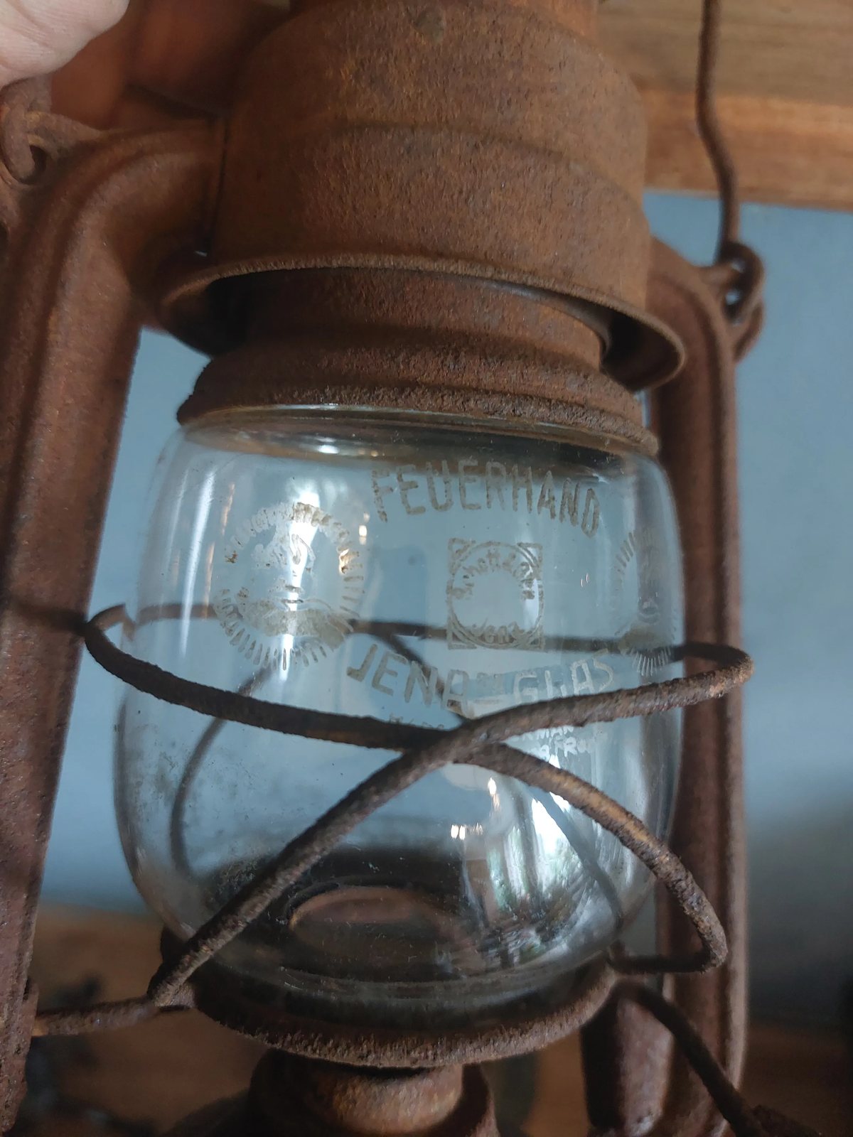 Feuerhand Nr. 275 stormlantaarn, vooroorlogs, met origineel Jenaer Glas — foto 2