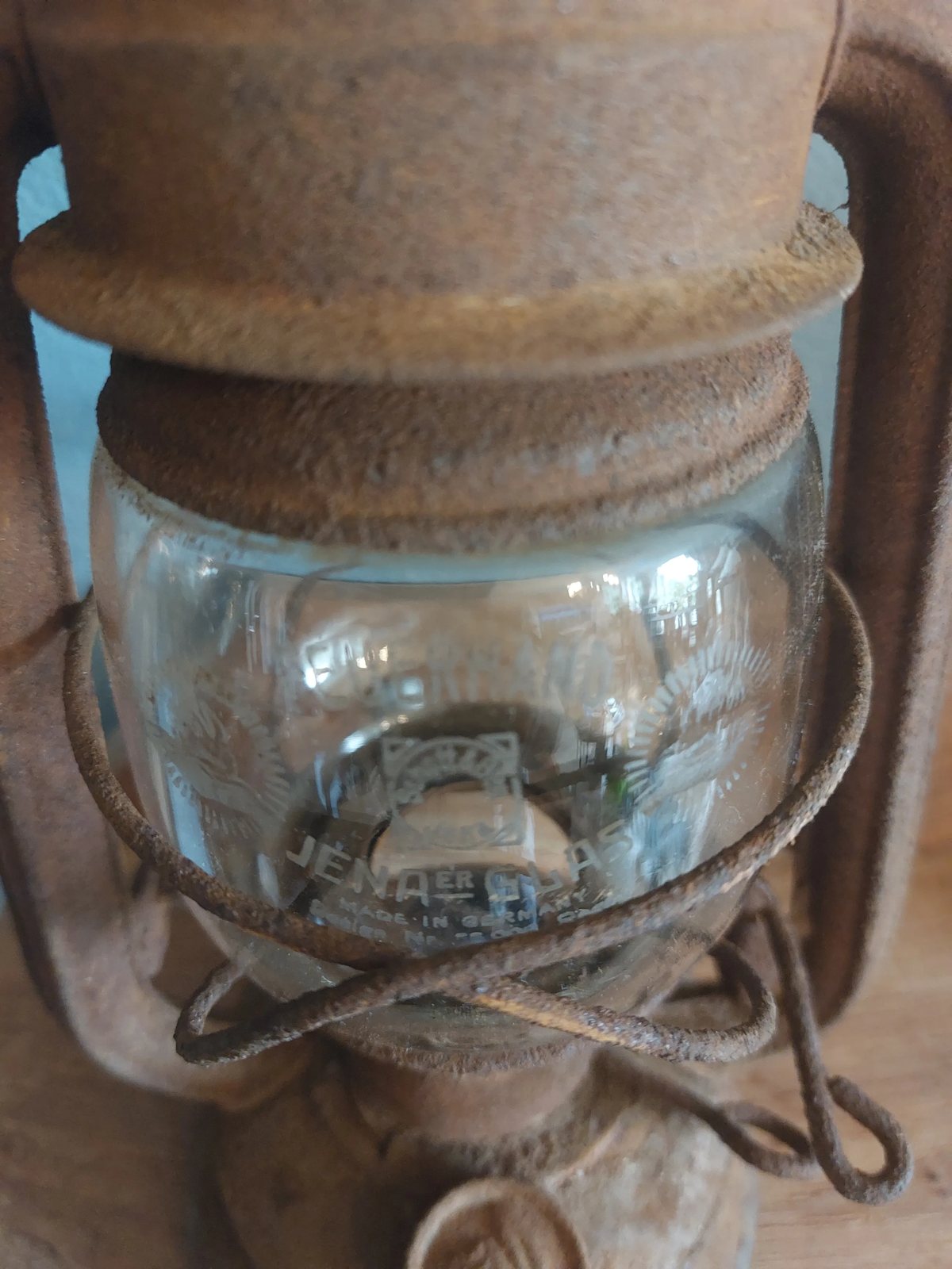 Feuerhand Nr. 275 stormlantaarn, vooroorlogs, met origineel Jenaer Glas — foto 3