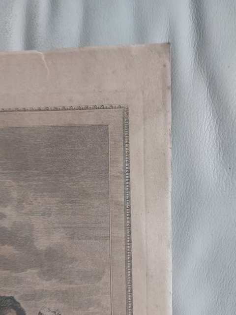 Handgekleurde kopergravure ‘La Promenade du Matin’ naar Freudeberg, in eiken lijst — foto 8