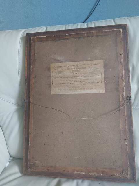 Handgekleurde kopergravure ‘La Promenade du Matin’ naar Freudeberg, in eiken lijst — foto 9
