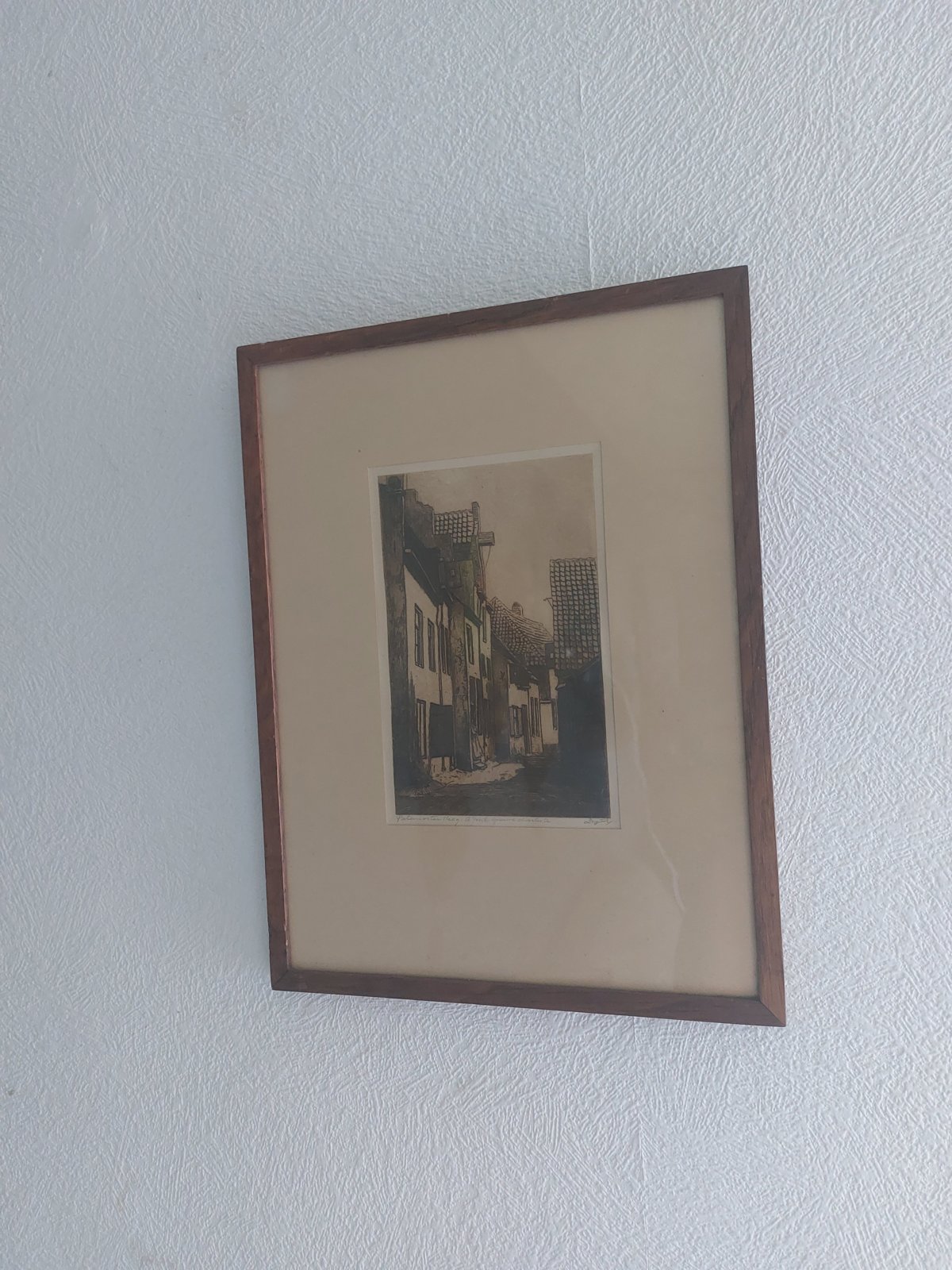 Ets ‘Paternostersteeg, Amersfoort’ door Dirk Harting — kunstenaarsproef, gesigneerd — foto 2