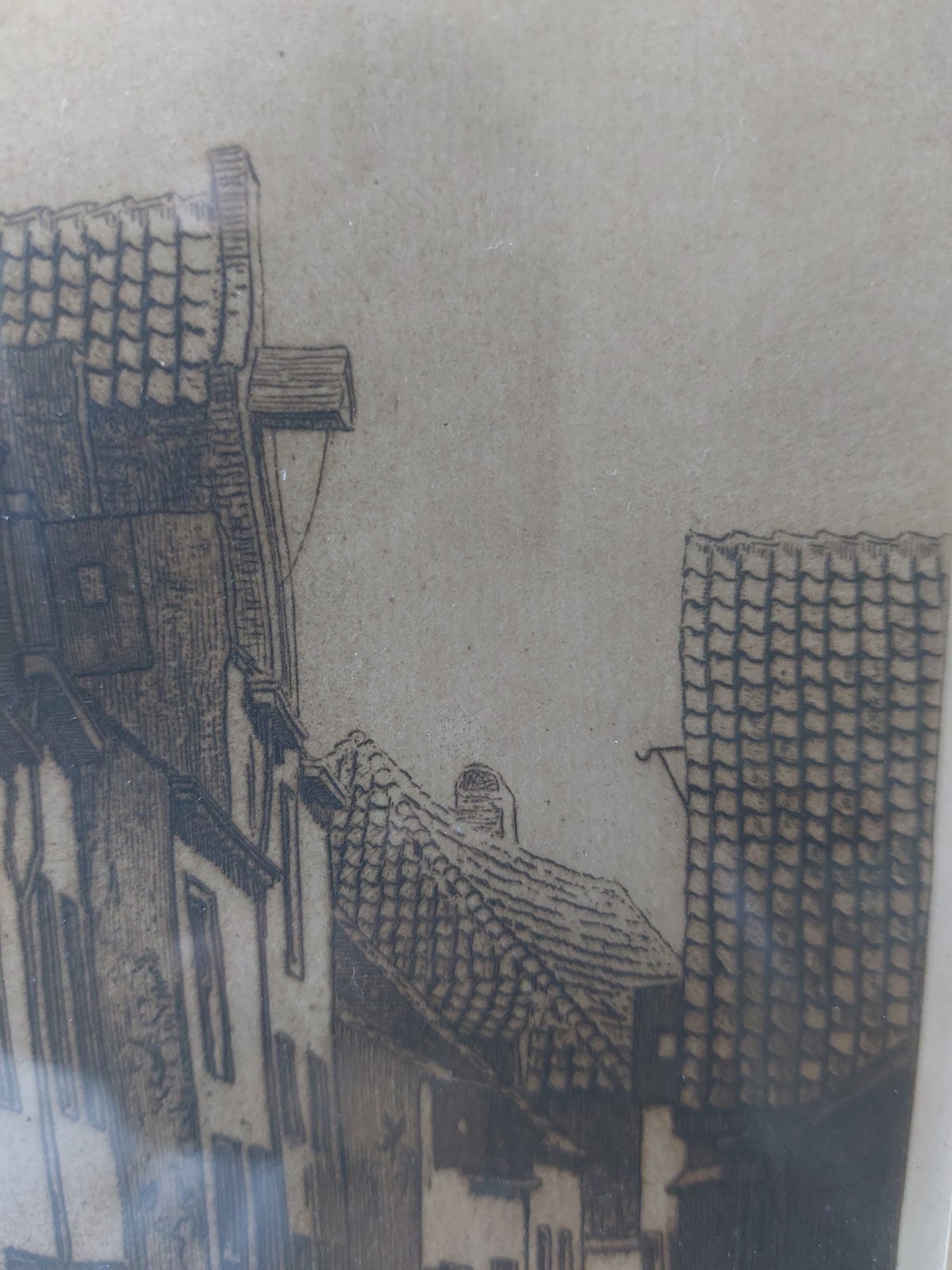 Ets ‘Paternostersteeg, Amersfoort’ door Dirk Harting — kunstenaarsproef, gesigneerd — foto 5