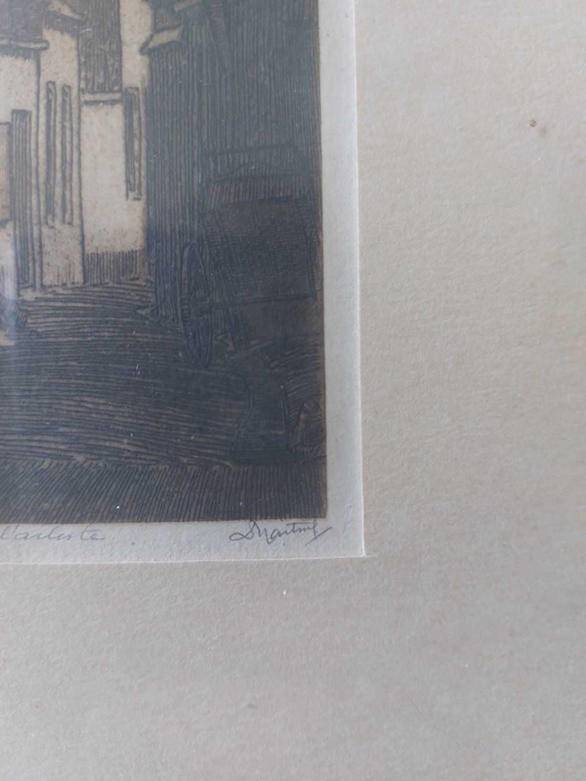 Ets ‘Paternostersteeg, Amersfoort’ door Dirk Harting — kunstenaarsproef, gesigneerd — foto 6