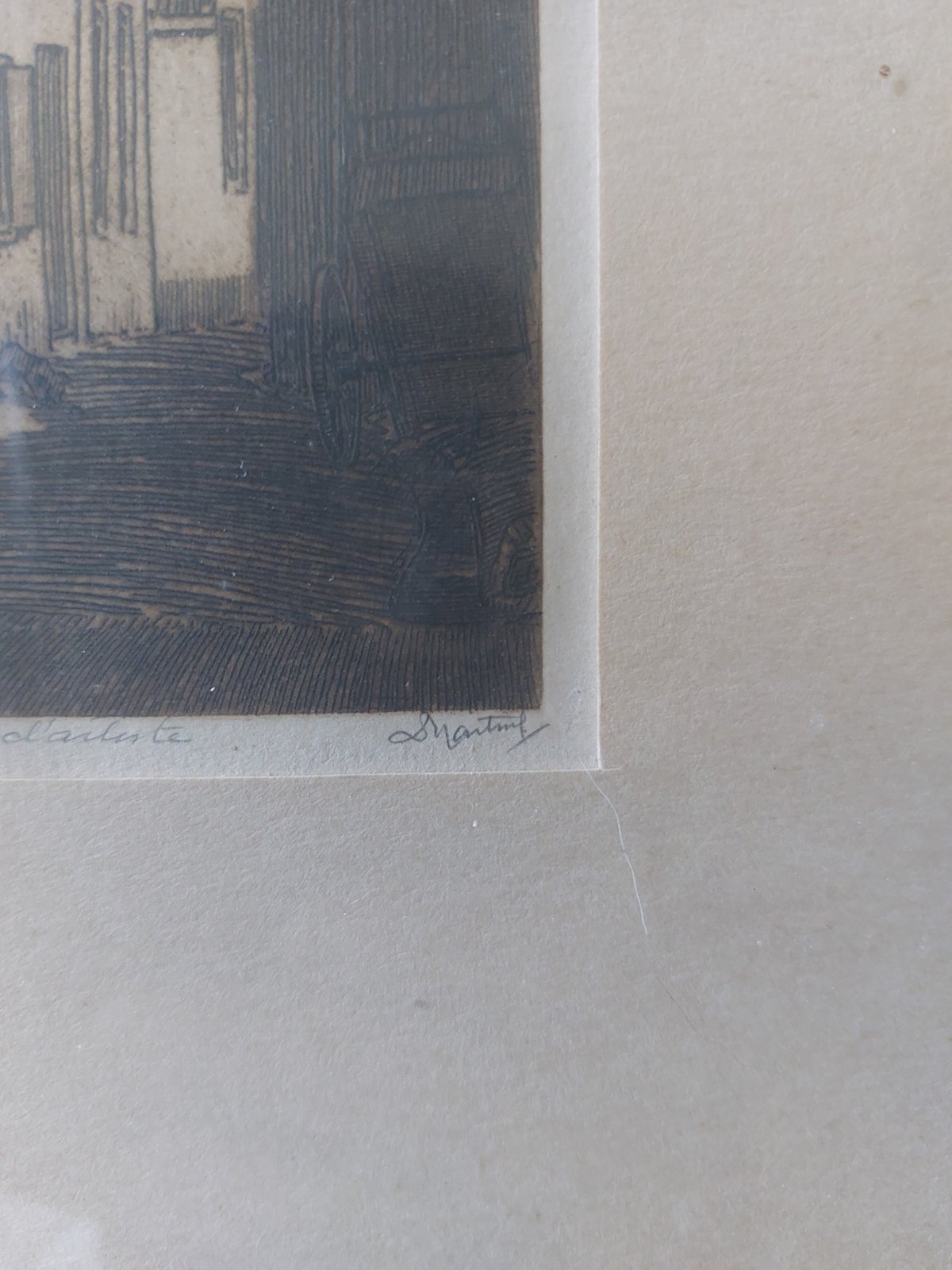 Ets ‘Paternostersteeg, Amersfoort’ door Dirk Harting — kunstenaarsproef, gesigneerd — foto 7