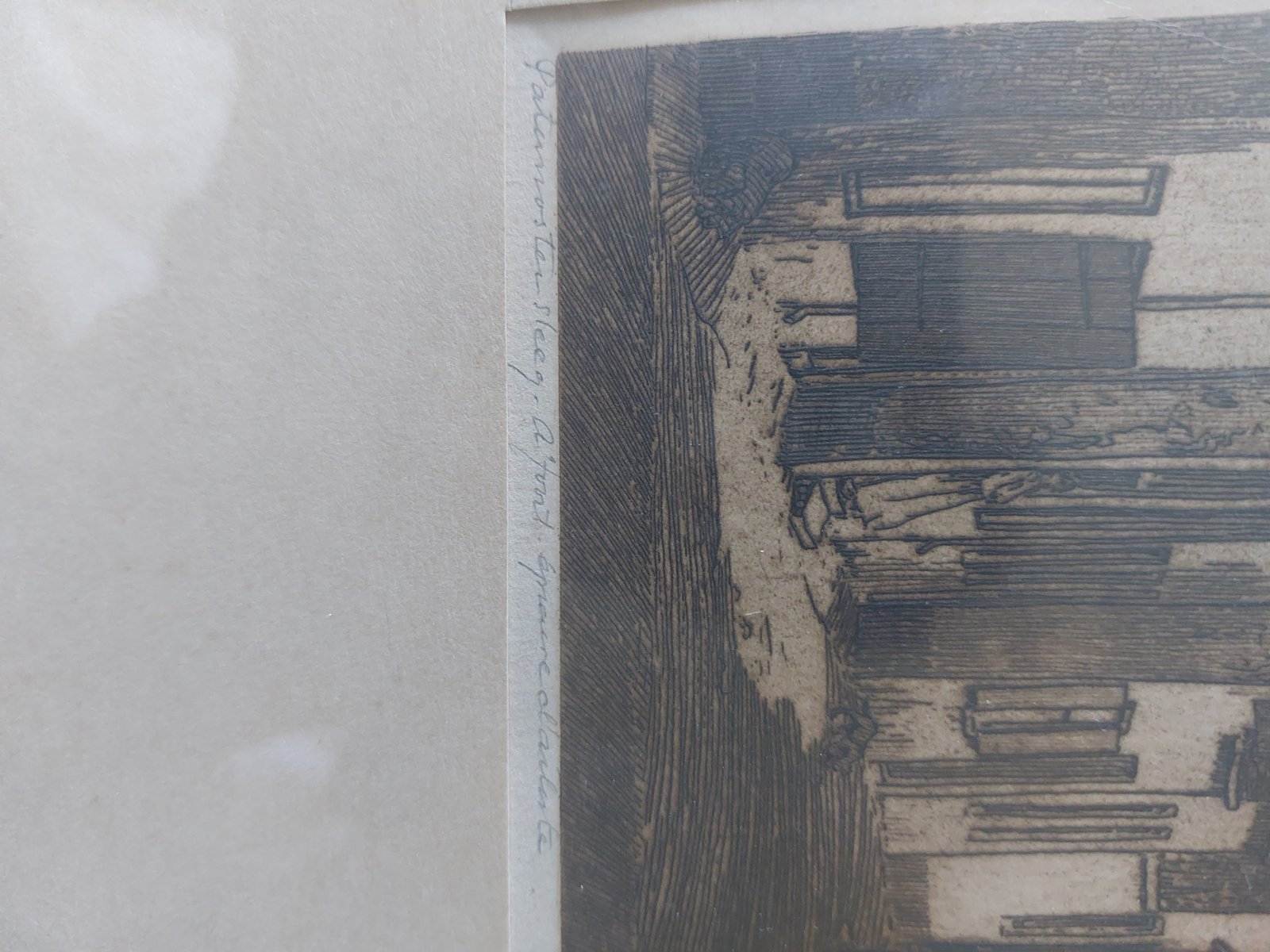 Ets ‘Paternostersteeg, Amersfoort’ door Dirk Harting — kunstenaarsproef, gesigneerd — foto 8