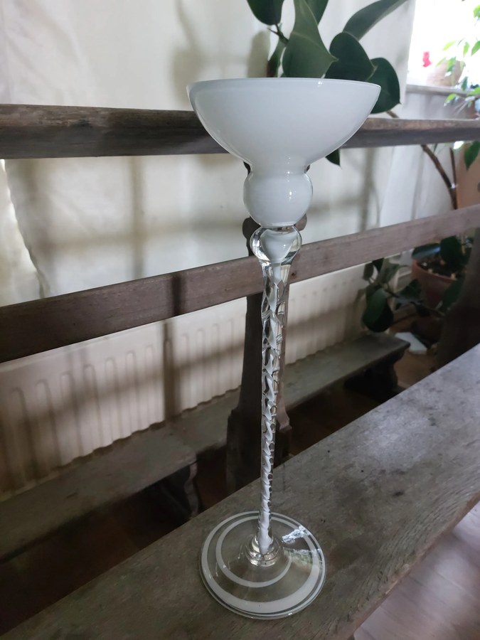 Krosno Józefina kandelaar, 41 cm, wit opaline glas — foto 2