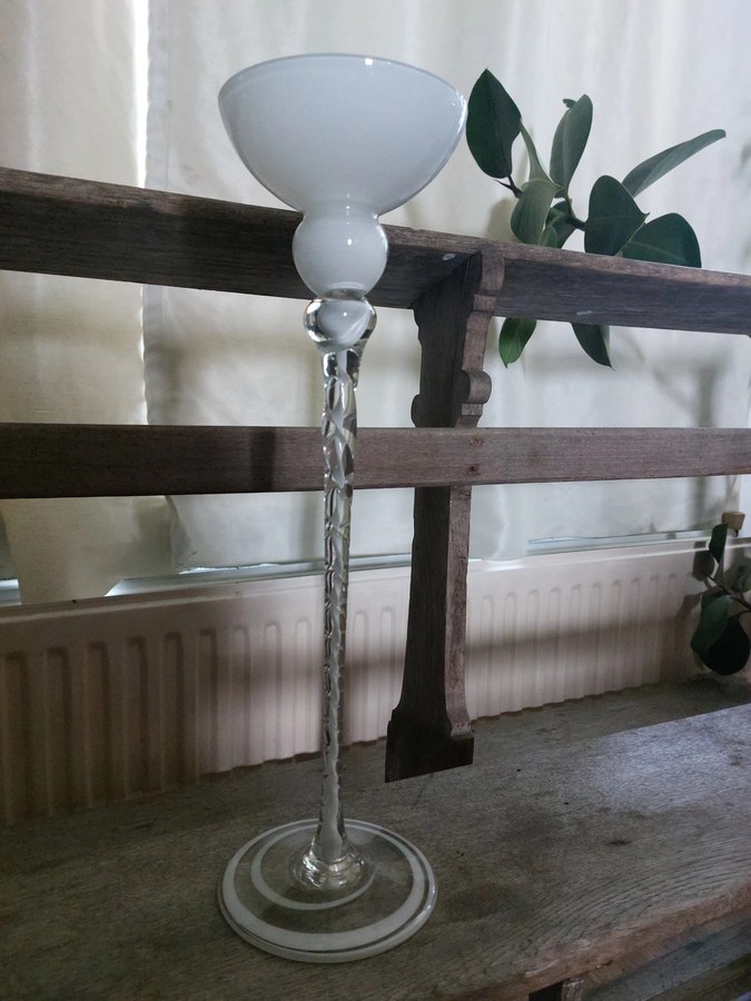 Krosno Józefina kandelaar, 41 cm, wit opaline glas — foto 4