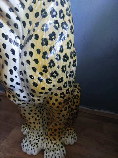 Grote Italiaanse terracotta luipaard — handgemodelleerd, 82 cm, naar mijn inschatting jaren '50 of eerder — foto 2