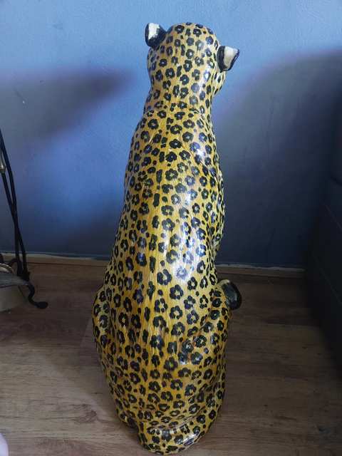 Grote Italiaanse terracotta luipaard — handgemodelleerd, 82 cm, naar mijn inschatting jaren '50 of eerder — foto 15