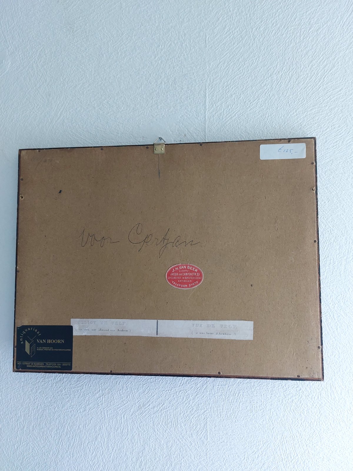 Litho ‘Gezigt te Velp’ door H.W. Last, ca. 1850, in fineerlijst — foto 7